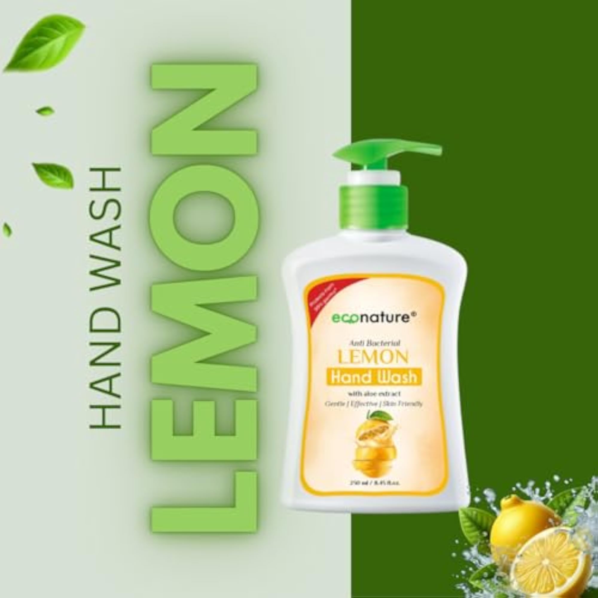 Econature Lemon Hand Wash with Aloe Extract, Pack of 2