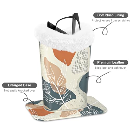 Image of Eyeglasses Holder,Plush Lined PU Leather Pattern Stand Case with Magnetic Base,Unisex for Women Men