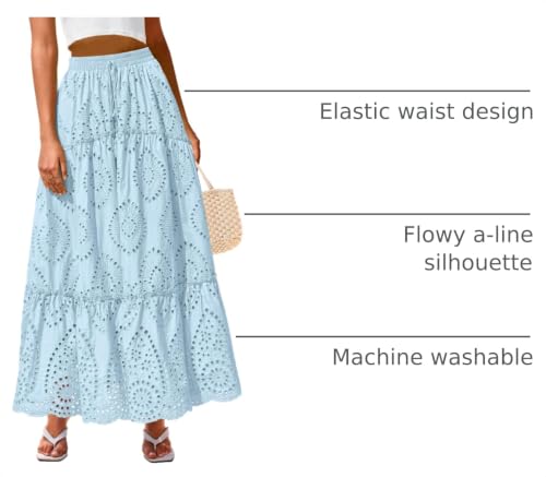 Image of BTFBM Eyelet Long Skirts for Women Beach Vacation
