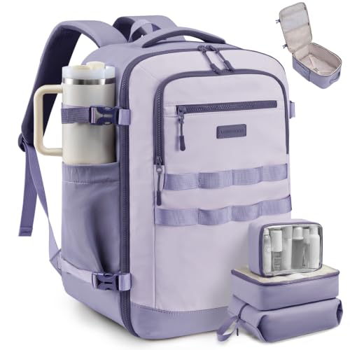 Image of LOVEVOOK 40L Travel Backpack for Women Men, Carry on Backpack for Airplanes | Airline Approved Personal Item Travel Bag Fit 17 Inch Laptop, Waterproof Travel Essentials Weekender Bag with 3 Packing Cubes