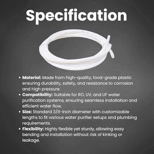 Image of AMPEREUS RO Pipe 10 Meter Length With 2 Connector and Teflon Tape Suitable For Residental Water Purifier (3 /8 inch Size)