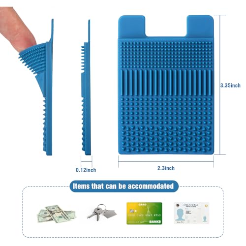Silicone Sensory Phone Wallet with Textured Grip Pattern, 3pcs Tactile Sticky Phone Card Holder for Back of Phone Case, Fidget Toy Adult2