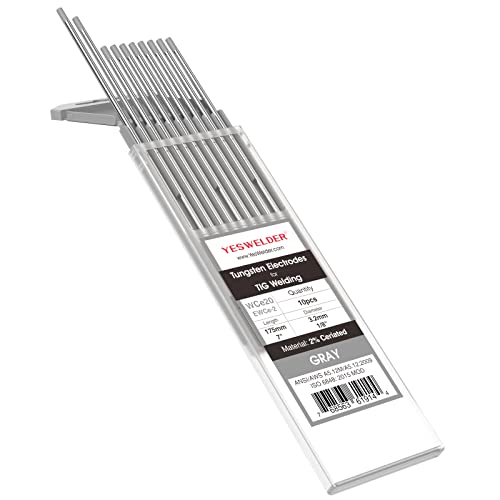 Image of YESWELDER TIG Welding Tungsten Electrode 2% Ceriated | 10-pk 1 /8 inch x 7 inch Gray WC20 /EWCe-2