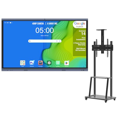 Image of BIG VUE Pro 86 Inch Android 14 Interactive Flat Panel Digital Board with Stand, 8 GB RAM 128 GB ROM, Ai-Copilot, 48MP Camera with Microphone, Multitouch Screen Display for Teaching & Office Use
