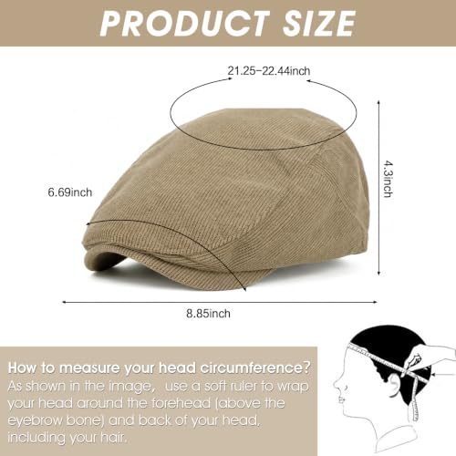 Image of 3Pcs Men's Newsboy Caps Cotton Cooling Hat Adjustable Flat Cap for Men