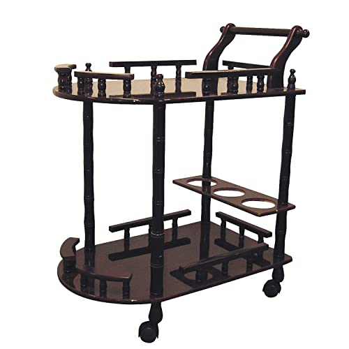 Country Cottage Oak 2 Tier Wine Table Versatile Kitchen Cart with Wine Storage Warm Oak Finish for a Charming Touch in Your Home