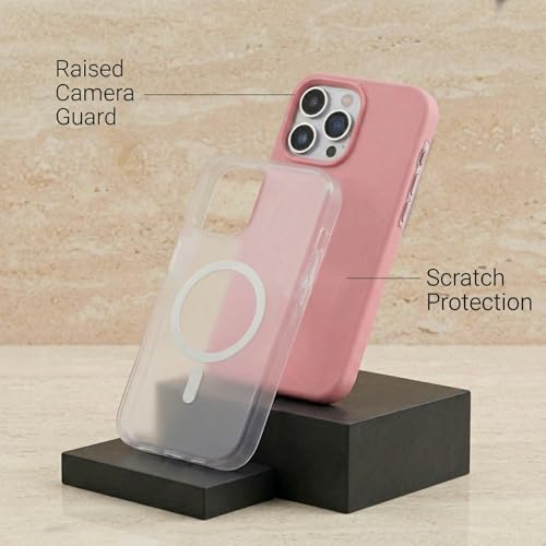 Image of amazon basics Luxury MagSafe Compatible Magnetic Case for iPhone 15 Pro | Soft Touch Matte Pastel Finish | Shockproof Back Cover with Camera Protection (Pink)