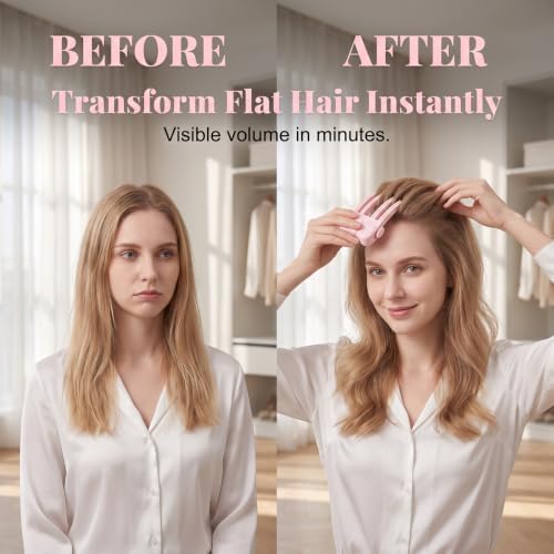 Heated Root Hair Volumizer Clip,Hair Crown Lifting Styler Booster (Pink) - 2