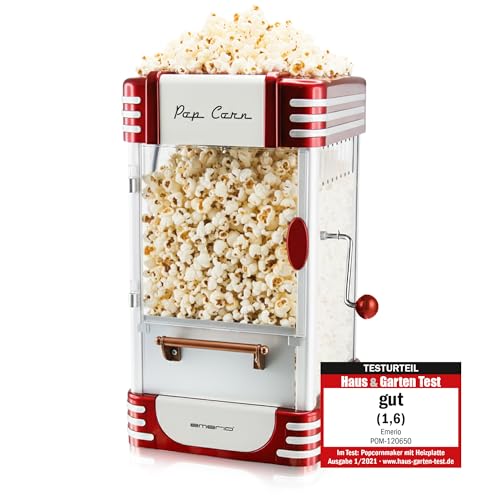 Emerio Popcornmaschine POM-120650, antihaftbeschichteter Behälter auch für süßes oder salziges Popcorn geeignet, 360 Watt, groß