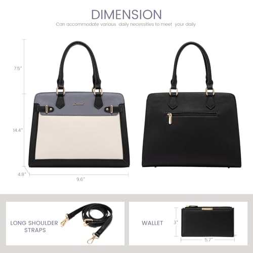 Image of LOVEVOOK Purses and Handbags for Women, Tote Shoulder Bag Satchel Black Purse and PU Leather Top Handle for ladies