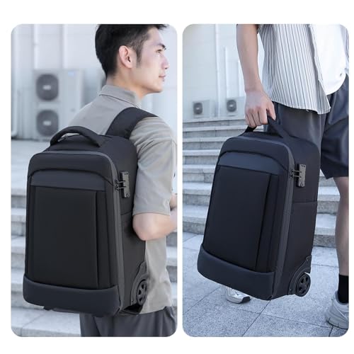 Sac à dos de voyage imperméable à roues avec serrure noire - 7