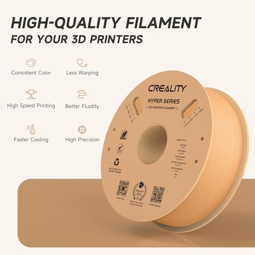Image of Official Creality Hyper PLA Filament 1.75mm, High Speed PLA 30-600mm /s Rapid 3D Printer Filament, Dimensional Accuracy + /-0.02mm, Fit Most FDM 3D Printers, 1KG(2.2lbs) Spool Peach Fuzz