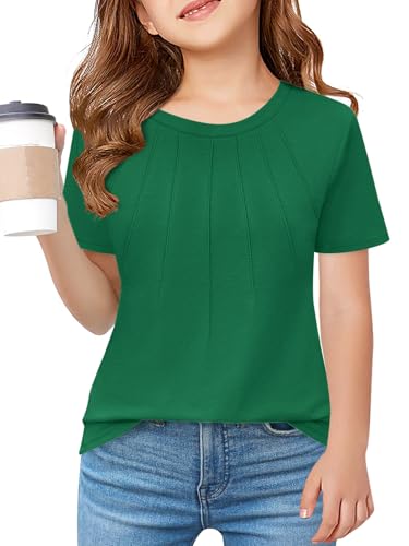 Image of Haloumoning Girls Pleated T Shirts Kids Summer Short Sleeve Fashion Tops Tees 5-14 Years