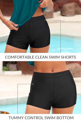 Image of Yonique Two Piece Tankini Bathing Suits T-Back Blouson Swim Tops with Boy Shorts Women Swimsuits Sporty Swimwear