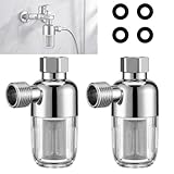 2 Stück Wasserfilter Dusche Wassersystem-Vorfilter – wiederverwendbarer Kalkfilter und Duschfilter mit 40μm Edelstahl Filterelement für Wasserhahn Shower Filter Warmwasserbereiter Waschmaschine Toilet