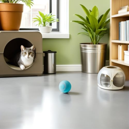 Pelota inteligente para gatitos SHINEOFI de silicona con sonido y bateria recargable para caza 7