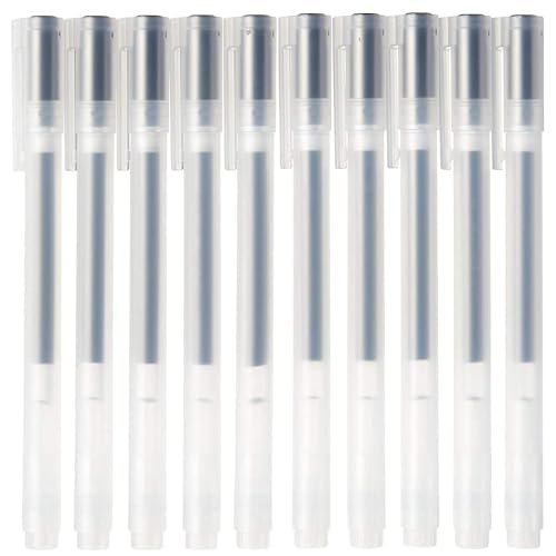Shezi & co Muujiii Pens 0.38mm Black Gel Pen Pack of 10 | Smooth Writing Japanese Stationery | Fine Tip Ballpoint Pens for Students Office Handwriting Journaling & Notes (0.38mm Pack of 10)