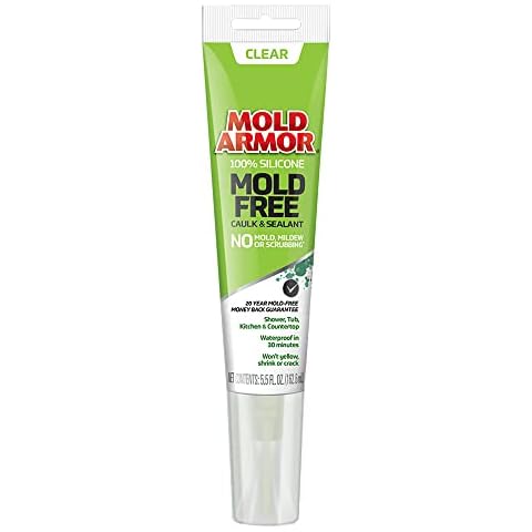 MOLD ARMOR 100% Silicone Mold Free Caulk & Sealant (Clear), 5.5 Oz. Cover