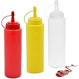 ketchup senf spender edelstahl 【BREITE ANWENDUNG】Perfekt zum Aufbewahren aller Saucen/Flüssigkeiten: braune Sauce, Olivenöl, Ketchup, Senf, Mayo, scharfe Sauce, Sojasauce, Ahornsirup, Salatsauce, etc. Perfekt für BBQ, Camping-Ausflug und vieles mehr.