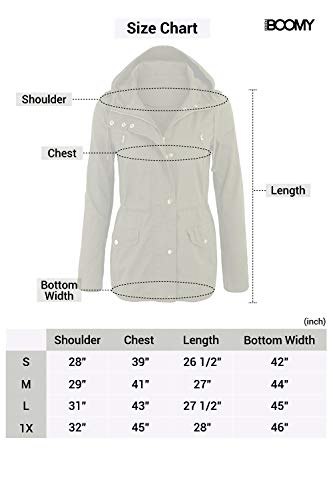 FASHION BOOMY Women's Zip Up Safari Military Anorak Jacket with Hood Drawstring - Regular and Plus Sizes Small H-24-BURGUNDY - Thumbnail 2