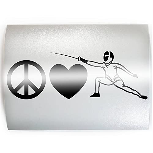 Peace Love Fencing - Pick Color & Size - Sport Player Decal Sticker B #TOP10