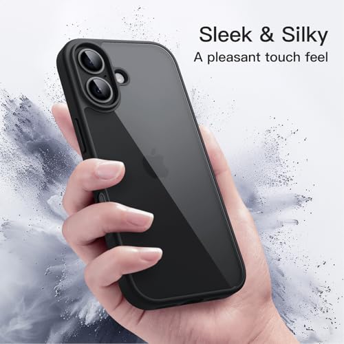 Image of JETech Case for iPhone 17 6.3-Inch, Shockproof Phone Bumper Cover, Solid Color Matte TPU Frame, Anti-Scratch Clear Back (Black)