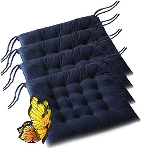 Cojines de terciopelo para silla azul marino pack de 4 lavables