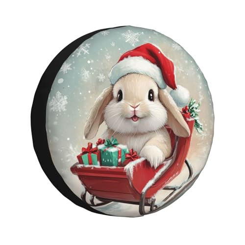 Image of Christmas Bunny Spare Tire Cover Winter Weatherproof Universal Wheel Protectors Christmas New Year Wheel Covers for Rv Camper Travel Trailer SUV Truck 17 Inch Holiday Xmas Decor