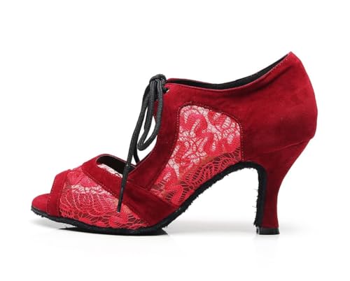 Chaussures jazz femme rouge talon 7.5cm amorti et pivot