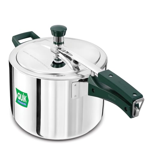 Image of Hawkins 5 Litre Pressure Cooker | Stainless Steel | Quik | Straight Body | Induction Compatible | Ideal for 5-7 persons | Silver (QSP50)|Induction and Gas Stove Compatible