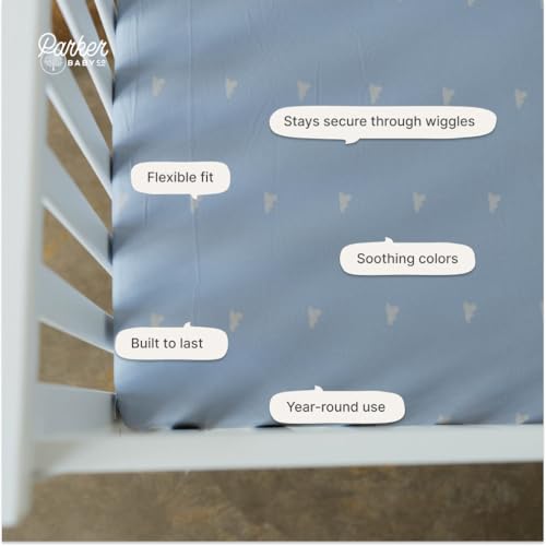 Image of Parker Baby Soft & Durable Fitted Baby Crib Sheets | Snug Fit for Standard Crib Mattresses | Machine Washable, Fade-Resistant & Modern Nursery Designs
