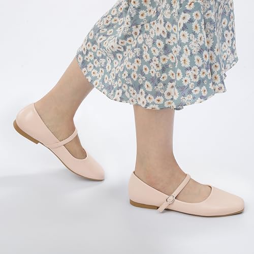 Image of Women's Mary Jane Shoes, Ballet Flats for Women, Square Toe Shoes for Women | Comfortable Dressy Adjustable Buckle Strap for Work Office business Casual, Memory Foam PU Sole Slip Resistant Wedding Party