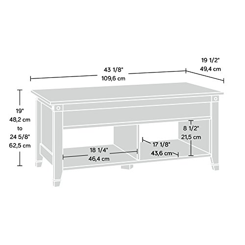 Sauder Carson Forge Lift-Top Coffee Table, Coffee Oak Finish #TOP2