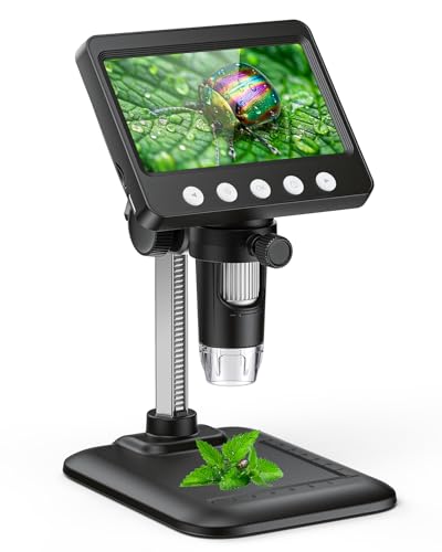 4.3' Digital Microscope for Adults, SKYEAR Coin Microscope 1000X Magnification with 8 Ajustable LED Fill Lights, USB Microscope for Windows/MacOS, Coin Collection Supplies-Black