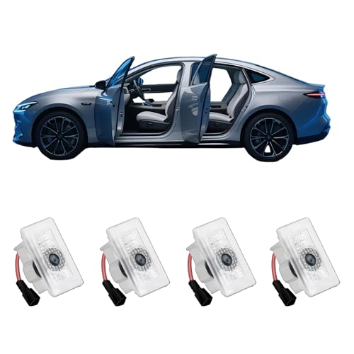 ZKAYUN Upgraded Door Logo Lights Compatible with Model Y 3 X S Aluminum Alloy Welcome Lights Never-Fade HD Projection Puddle Lights Easy Plug & Play Installation Car Accessories4PCS