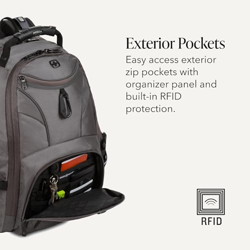 Image of SWISSGEAR 1900 ScanSmart Laptop Backpack, Fits Most 17-Inch Laptops, TSA-Friendly Lay-Flat Design, RFID Protection, and Tablet Pocket, Black, 31L, 18.5-Inch
