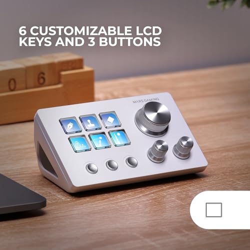 Control deck compact Mars Gaming MSD-Two blanc avec 6 touches LCD - 3