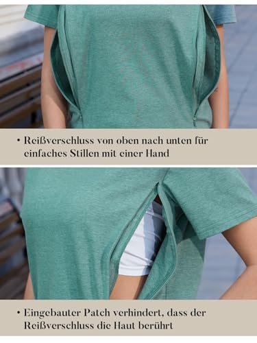 Love2Mi Juego de 3 o 4 camisetas de lactancia con cremallera oculta, apertura de lactancia, camiseta corta para embarazadas