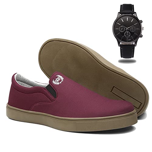 Sapatênis Masculino Iate Conforto Mule + Relógio de Ponteiro - Vermelho/42