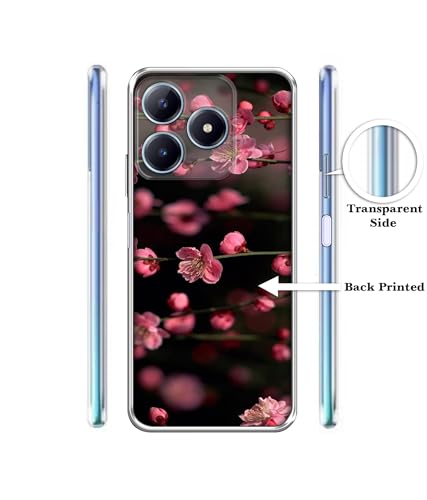 Image of Pink Flowers Design Printed Silicon Soft TPU Back Case Cover for Realme C63 4G / Narzo N63 4G