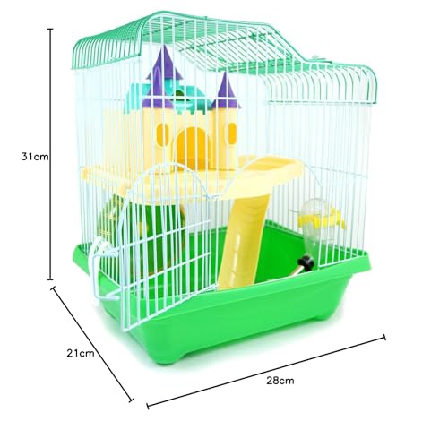 BPS® Hamsterkäfig, Hamstervilla mit Rad, Tunnel und Haus, 28 x 21 x 31 cm, Farbe wird nach Zufallsprinzip versandt
