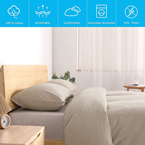 Atsense 6 Pieces King Size Bedding Set,Washed Cotton Beige Duvet Cover Set And Microfiber Rust Comforter Set, Super Soft And Comfortable For All Seasons #TOP3