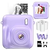 Instant Camera, Dual-Lens Kids Camera Instant Print for Boys Girls Christmas Birthday Gifts, 1080P Digital Cameras for Kids Teens with Print Paper, 32GB Card, Toddle Toy for Age 4-12 Years(Purple)
