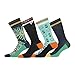 FREEGUN Chaussette Homme Fantaisie - Lot de 4 - Chaussettes Hautes Homme, Respirantes & Confortables, Bleu, Noir, Vert Taille 43/46