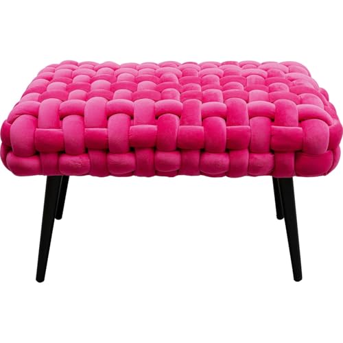 Kare Banc Design Weave - Rose - avec Motif tressé - Charge maximale : 110 kg - Facile d'entretien - pour Chambre à Coucher - Petit Banc pour Couloir - Pieds en Acier - 42 x 66 x 40 cm (H x l x P)