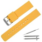 Calme（カルム） 時計 ラバーベルト 腕時計 シリコン バンド クイックリリース 14㎜ ～ 24㎜ 交換説明書付き (18㎜, イエロー)