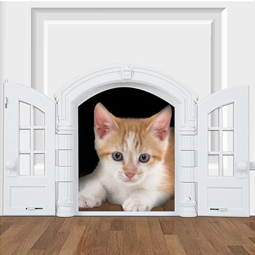 Puerta de gato de 9.45 x 10.83 pulgadas de estilo francés con panel protector 8