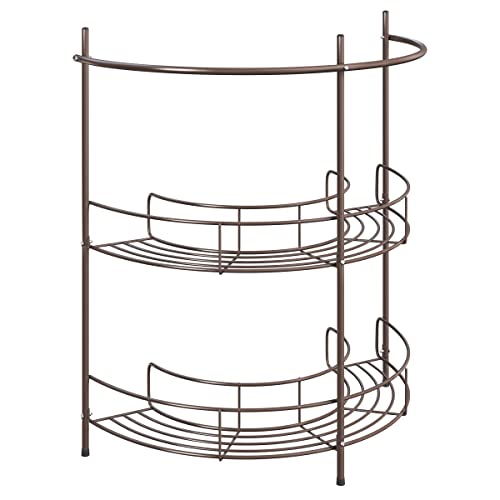 Lavish Home Pedestal Sink Organizer - Compact Under Sink Rack with 2 Storage Shelves and Towel Holder - Space Saving Bathroom Storage (Bronze)