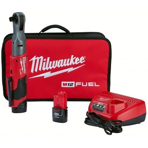 Milwaukee M12 FUEL 1/2" Ratchet with 2 Batteries and Charger Kit 2558-22