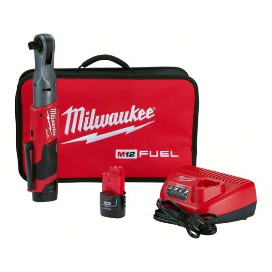Milwaukee M12 FUEL 1/2" Ratchet with 2 Batteries and Charger Kit 2558-22